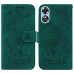 For OPPO A17 Butterfly Rose Embossed Leather Phone Case(Green)