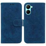 For Realme C33 Butterfly Rose Embossed Leather Phone Case(Blue)