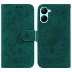 For Realme C33 Butterfly Rose Embossed Leather Phone Case(Green)