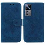 For Xiaomi 12T Pro Butterfly Rose Embossed Leather Phone Case(Blue)