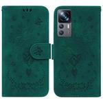 For Xiaomi 12T Pro Butterfly Rose Embossed Leather Phone Case(Green)