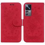 For Xiaomi 12T Pro Butterfly Rose Embossed Leather Phone Case(Red)