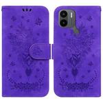 For Xiaomi Redmi A1+ Butterfly Rose Embossed Leather Phone Case(Purple)