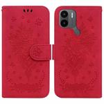 For Xiaomi Redmi A1+ Butterfly Rose Embossed Leather Phone Case(Red)
