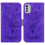 For Nokia G60 Butterfly Rose Embossed Leather Phone Case(Purple)