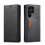 For Samsung Galaxy S23 Ultra 5G LC.IMEEKE LC-001 Series PU + TPU Color Matching Frosted Leather Phone Case(Black)