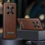 For Huawei Mate 40 SULADA Invisible Bracket Leather Back Cover Phone Case(Brown)