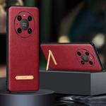 For Huawei Mate 40 Pro SULADA Invisible Bracket Leather Back Cover Phone Case(Red)