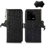 For Xiaomi 13 Ostrich Pattern Genuine Leather RFID Phone Case(Black)