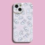 For iPhone 14 Film Printing Ultra-thin All Inclusive PC Phone Case(Pink Rabbit)