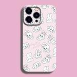 For iPhone 13 Pro Film Printing Ultra-thin All Inclusive PC Phone Case(Pink Rabbit)