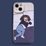 For iPhone 12 Film Printing Ultra-thin All Inclusive PC Phone Case(Lazy Girl 1)