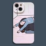 For iPhone 12 Film Printing Ultra-thin All Inclusive PC Phone Case(Lazy Girl 2)