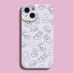 For iPhone 12 Film Printing Ultra-thin All Inclusive PC Phone Case(Pink Rabbit)