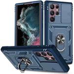 For Samsung Galaxy S22 Ultra 5G Sliding Camera Cover TPU + PC Phone Case(Blue+Blue)