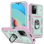 For Xiaomi Redmi 10 Sliding Camera Cover TPU + PC Phone Case(Green+Pink)