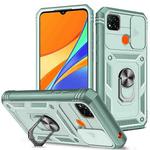 For Xiaomi Redmi 9C Sliding Camera Cover TPU + PC Phone Case(Green+Green)
