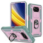 For Xiaomi Poco X3 NFC Sliding Camera Cover TPU + PC Phone Case(Pink+Green)