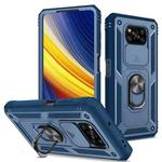 For Xiaomi Poco X3 NFC Sliding Camera Cover TPU + PC Phone Case(Blue+Blue)