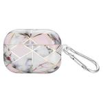 For AirPods Pro 2 Electroplate Marble Pattern Wireless Earphone Protective Case with Hook(Light Pink Grey)