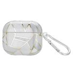 For AirPods 3 Electroplate Marble Pattern Wireless Earphone Protective Case with Hook(Grey White)