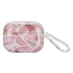 For AirPods Pro Electroplate Marble Pattern Wireless Earphone Protective Case with Hook(Pink)