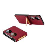 For Huawei P50 Pocket SULADA Invisible Bracket Leather Back Cover Phone Case(Red)