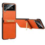 For Samsung Galaxy Z Flip4 SULADA Invisible Bracket Leather Back Cover Phone Case(Orange)
