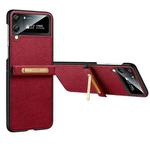 For Samsung Galaxy Z Flip3 5G SULADA Invisible Bracket Leather Back Cover Phone Case(Red)