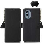 For Nokia X30 5G Side-Magnetic TJ Genuine Leather RFID Phone Case(Black)