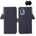 For Nokia X30 5G Side-Magnetic TJ Genuine Leather RFID Phone Case(Blue)