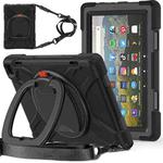 For Amazon Fire HD 8 2022 Silicone + PC Protective Tablet Case with Holder & Shoulder Strap(Black)