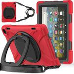 For Amazon Fire HD 8 2022 Silicone + PC Protective Tablet Case with Holder & Shoulder Strap(Red)