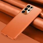 For Samsung Galaxy S23 Ultra 5G Plain Skin Leather Phone Case(Orange)