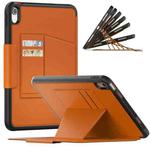 For iPad 10th Gen 10.9 2022 PC + TPU + PU Protective Tablet Case with Pen Slot / Sleep / Wake-up Function(Brown)