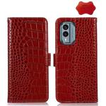 For Nokia X30 5G Crocodile Top Layer Cowhide Leather Phone Case(Red)