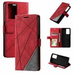 For OPPO A57 2022 Skin Feel Splicing Leather Phone Case(Red)