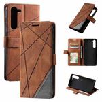 For Samsung Galaxy S23 5G Skin Feel Splicing Leather Phone Case(Brown)