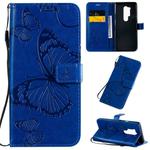 For OnePlus 8 Pro 3D Butterflies Embossing Pattern Horizontal Flip Leather Case with Holder & Card Slot & Wallet & Lanyard(Blue)