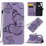 For Motorola Moto G8 3D Butterflies Embossing Pattern Horizontal Flip Leather Case with Holder & Card Slot & Wallet & Lanyard(Purple)