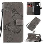 For Motorola Moto G8 3D Butterflies Embossing Pattern Horizontal Flip Leather Case with Holder & Card Slot & Wallet & Lanyard(Grey)