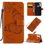 For Motorola Moto G8 3D Butterflies Embossing Pattern Horizontal Flip Leather Case with Holder & Card Slot & Wallet & Lanyard(Orange)