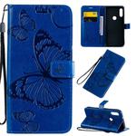 For Motorola Moto E7 3D Butterflies Embossing Pattern Horizontal Flip Leather Case with Holder & Card Slot & Wallet & Lanyard(Blue)