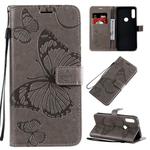 For Motorola Moto E7 3D Butterflies Embossing Pattern Horizontal Flip Leather Case with Holder & Card Slot & Wallet & Lanyard(Grey)