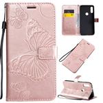 For Motorola Moto E7 3D Butterflies Embossing Pattern Horizontal Flip Leather Case with Holder & Card Slot & Wallet & Lanyard(Rose Gold)