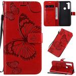 For Motorola Moto G8 Power 3D Butterflies Embossing Pattern Horizontal Flip Leather Case with Holder & Card Slot & Wallet & Lanyard(Red)