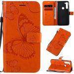 For Motorola Moto G8 Power 3D Butterflies Embossing Pattern Horizontal Flip Leather Case with Holder & Card Slot & Wallet & Lanyard(Orange)