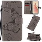 For OPPO A8 / A31 (2020) 3D Butterflies Embossing Pattern Horizontal Flip Leather Case with Holder & Card Slot & Wallet & Lanyard(Grey)
