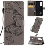 For OPPO Find X2 Pro 3D Butterflies Embossing Pattern Horizontal Flip Leather Case with Holder & Card Slot & Wallet & Lanyard(Grey)