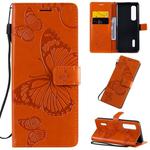 For OPPO Find X2 Pro 3D Butterflies Embossing Pattern Horizontal Flip Leather Case with Holder & Card Slot & Wallet & Lanyard(Orange)